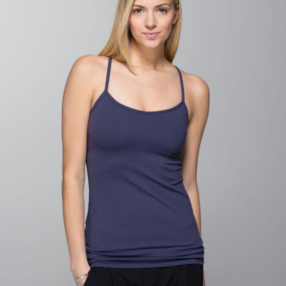 Lululemon Power Y Tank Top Bra Dark Navy Cadet Blue Workout Yoga Athletic Size 4